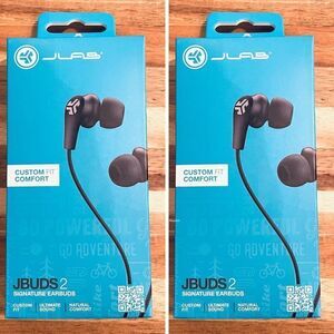 NWT Pack of 2 JLab Audio JBuds2 Signature Black Earbuds in Box